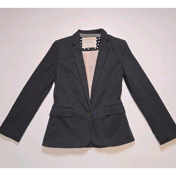 Cartonnier Anthropologie Gray One Button Blazer Jacket Womens Medium Patches Sui - Picture 5 of 11